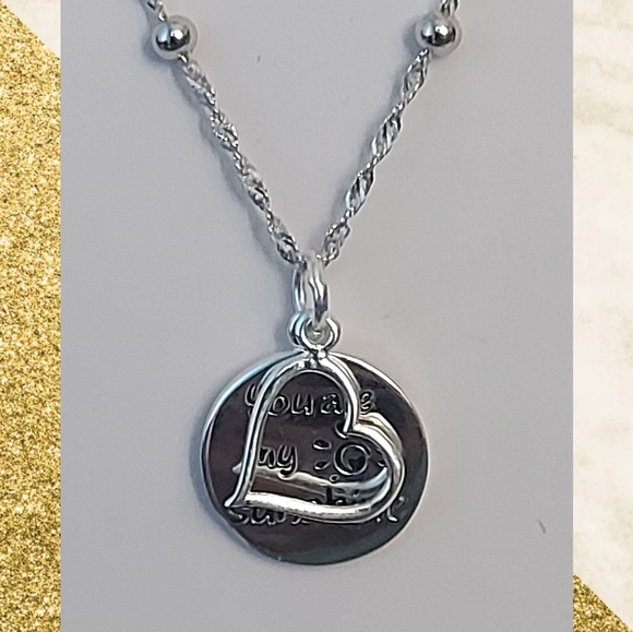 925Sterling Silver Heart &Message Pendant Necklace - Picture 2 of 6